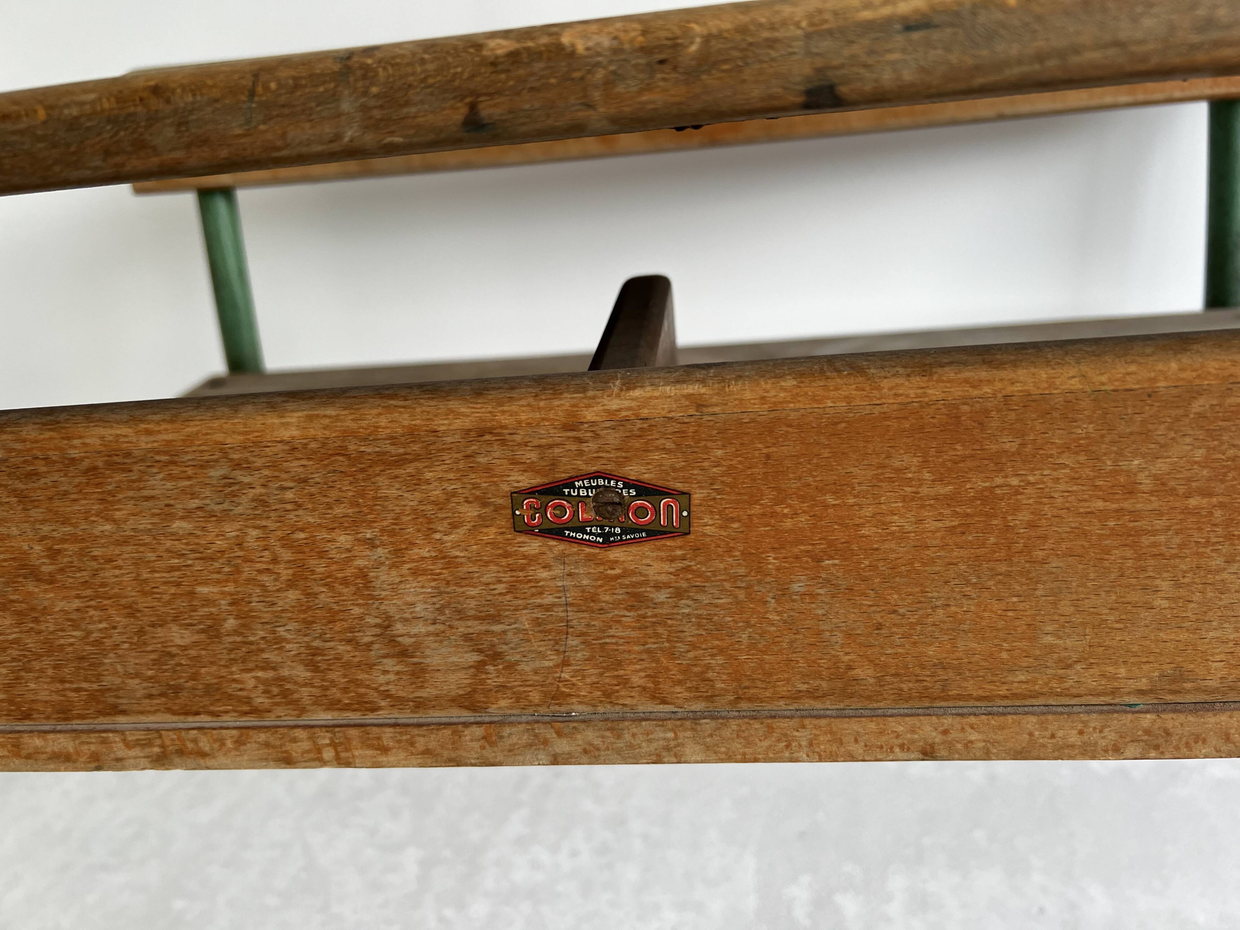 Ancien pupitre d’école double vintage Colman Thonon 1950-1960