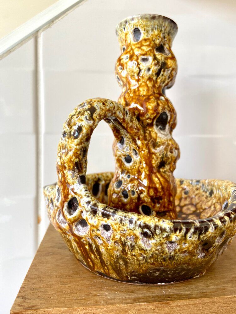 Enamelled ceramic candle holder