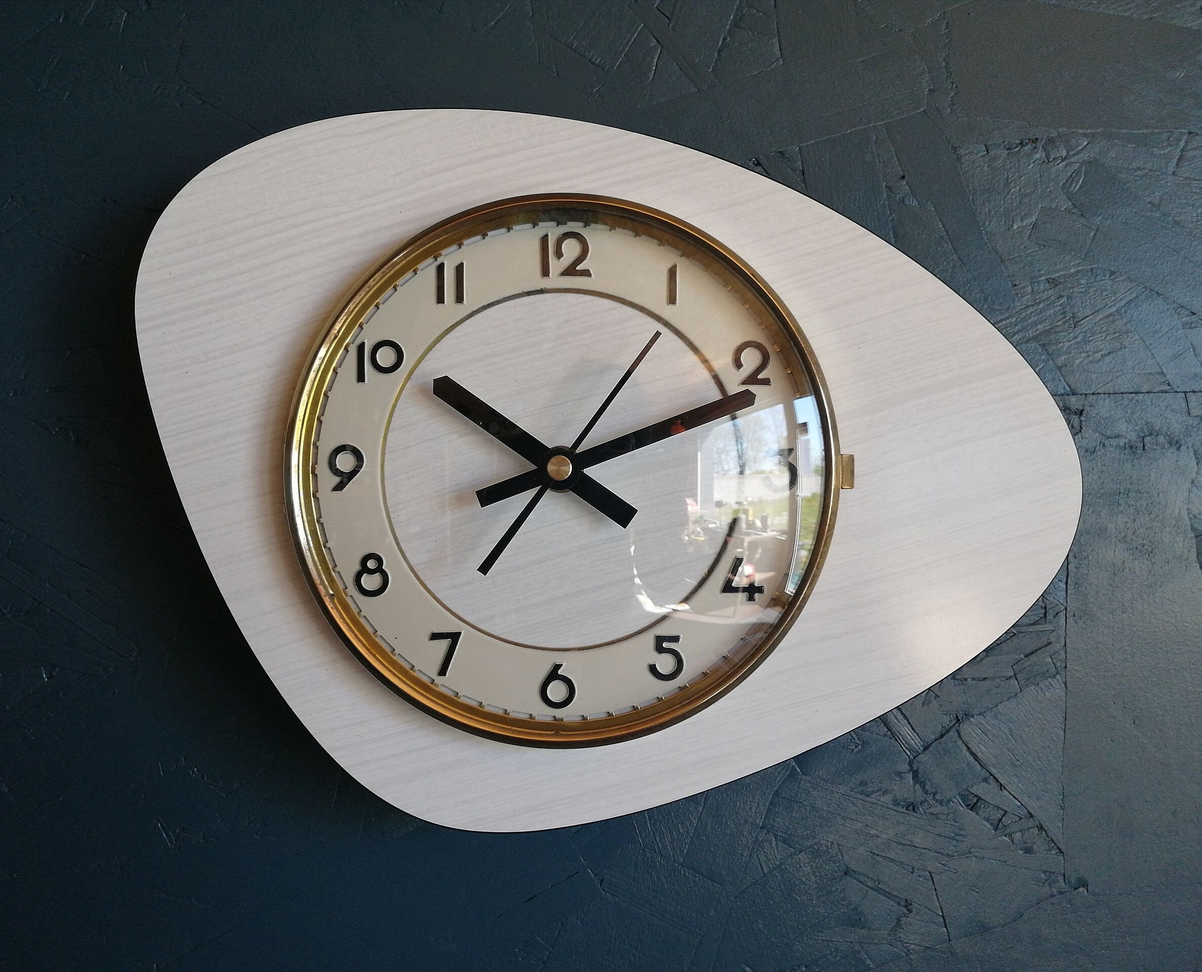 Vintage clock, "White and grey Formica" wall clock