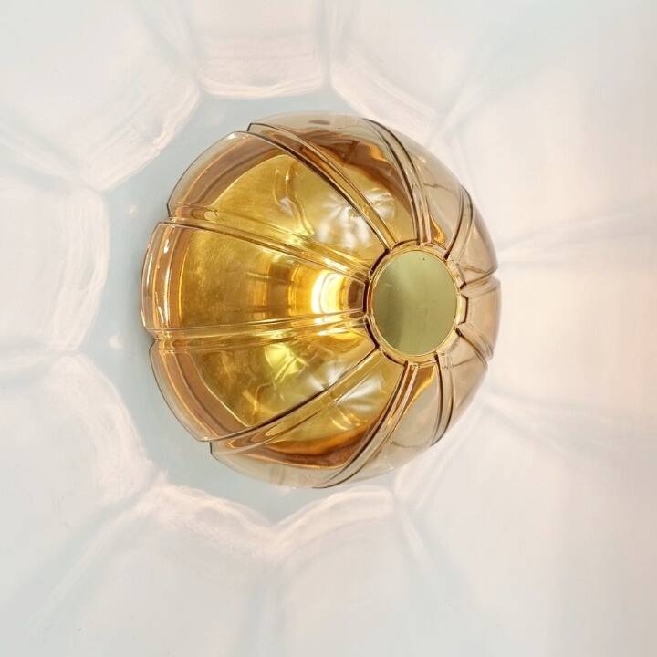 Mid century glass flush mount / ceiling light by limburg, germany, 1960s