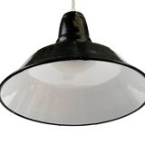 Enameled industrial pendant light. France 1950s