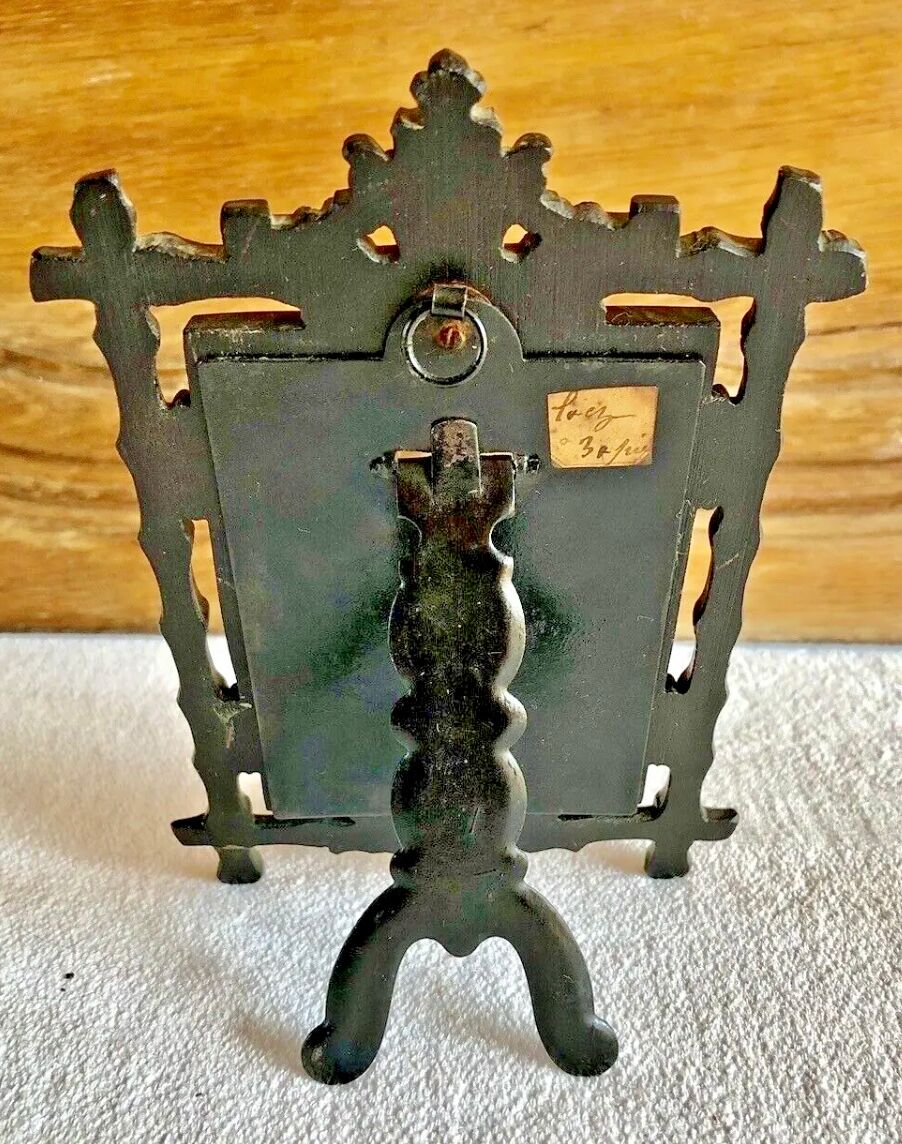 Old Napoleon III photo frame blackened hardened wood