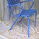 1950s garden armchair in wood and ultramarine blue metal