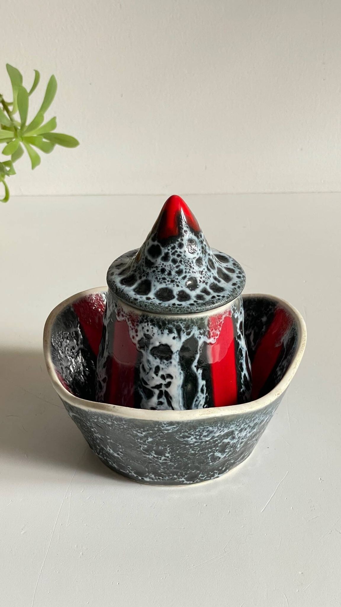 Vintage LUC VALLAURIS Ceramic Sugar Bowl