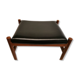 Danish designed footstool, in teak and black skai. Made at Spøttrup furniture factory in the 1960s.