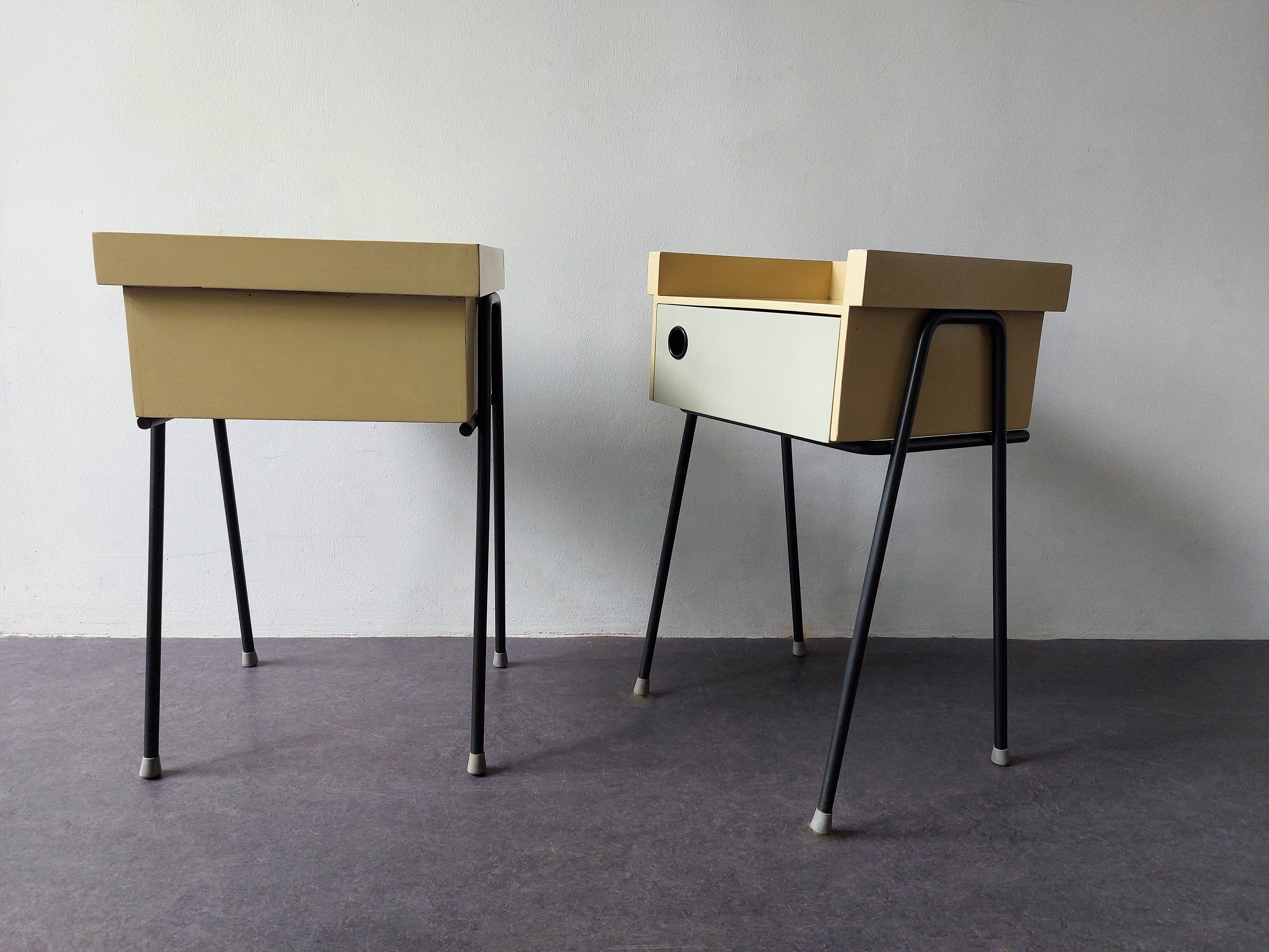 Set of 2 Room '56 nightstands and bedroom sidetable by Rob Parry for Dico, The Netherlands 1950's