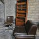 Library, display case, Danish teak shelves 1970
