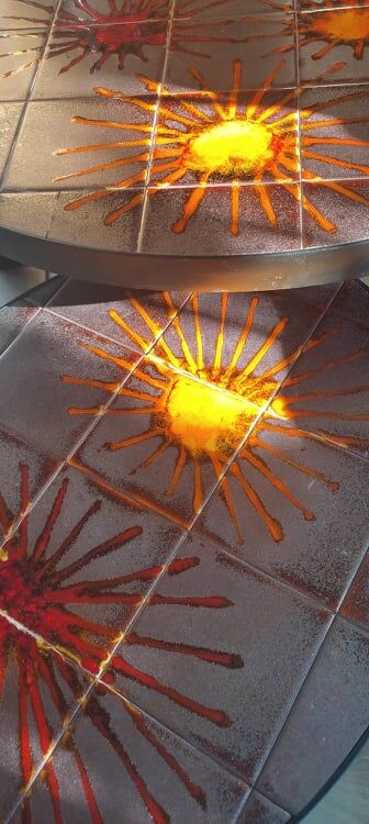 Metal and ceramic coffee table Vallauris