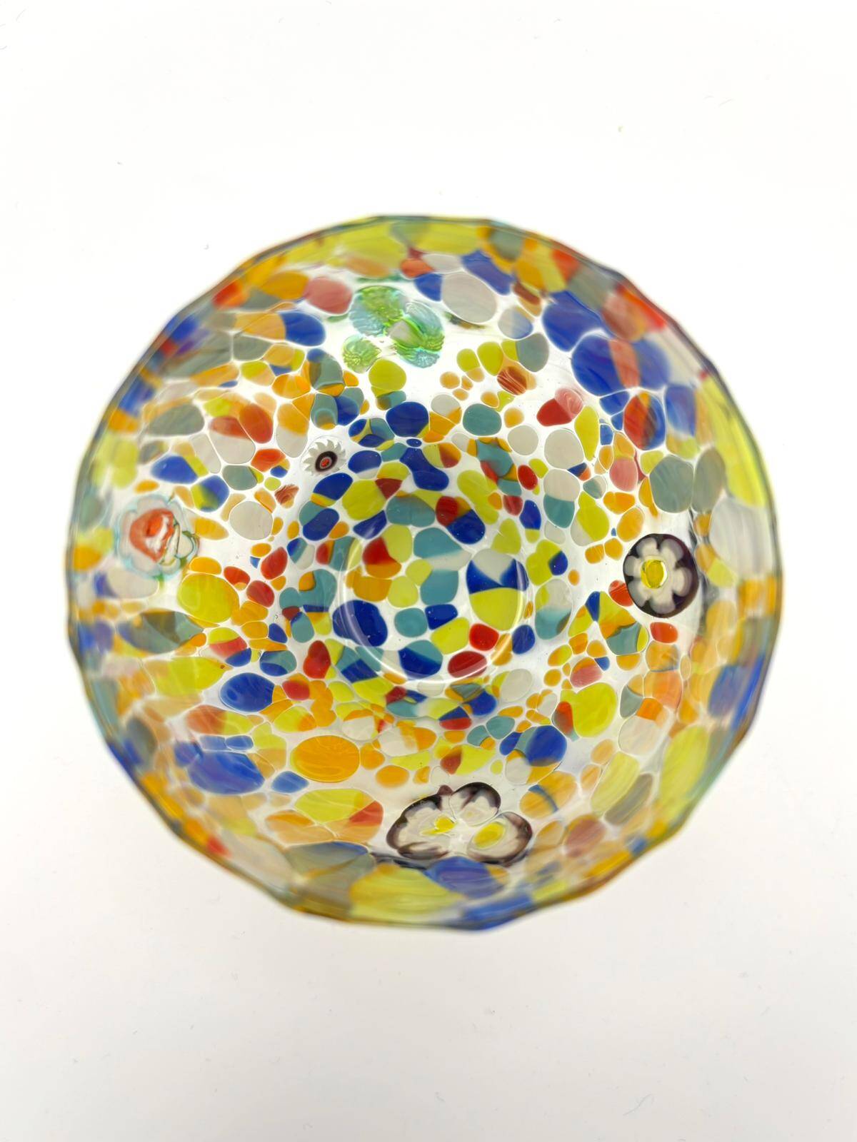 Set of 6 blown glass glasses with Murano murrine.