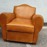 Pair leather club armchairs