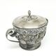 Art Nouveau sugar bowl, silver-plated brass, Poland, 1920s