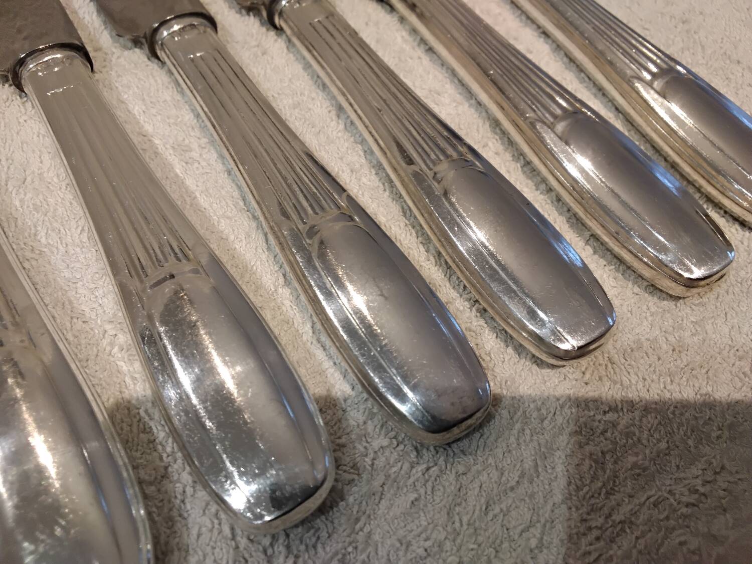10 silver plated table knives goldsmith SFAM artdeco 25.1cm