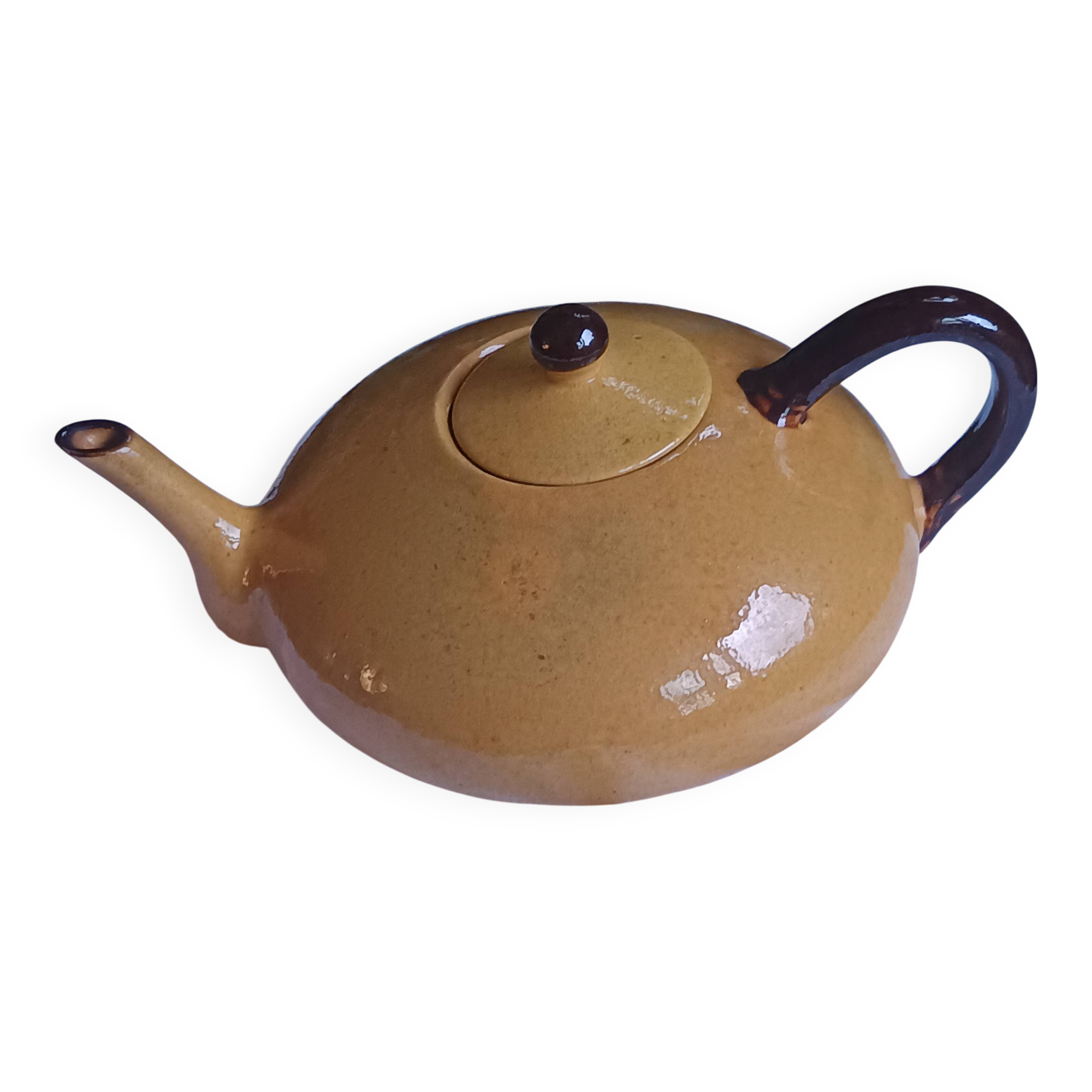 beautiful glazed ceramic teapot signed Chapello Jean Baptiste Vallauris