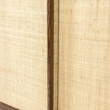 Sideboard in wenge, raffia and lacquered metal. 1970s.