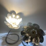 Pair of vintage flower bedside lamps
