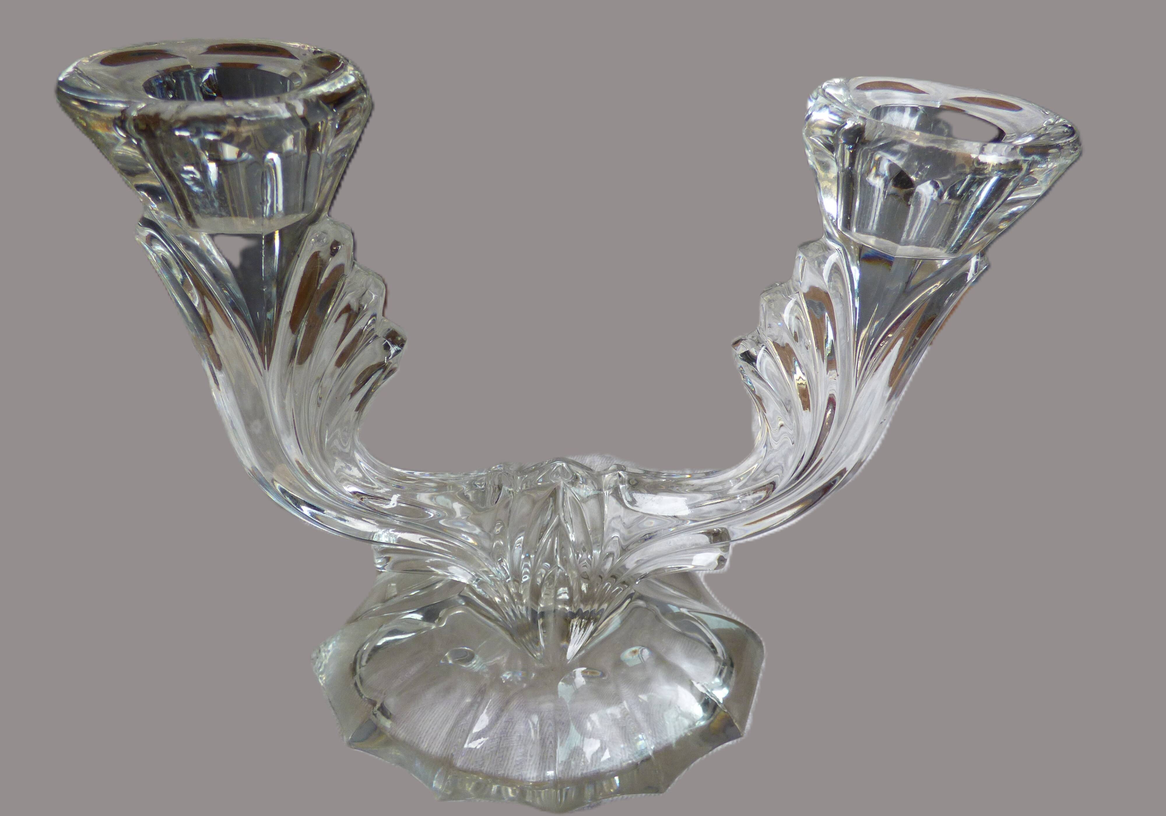 Chic two-armed candlestick chandelier in crystal glass / Excellent condition