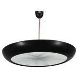 1940s Josef Hůrka for Napako Bauhaus UFO pendant light, metal & glass, restored