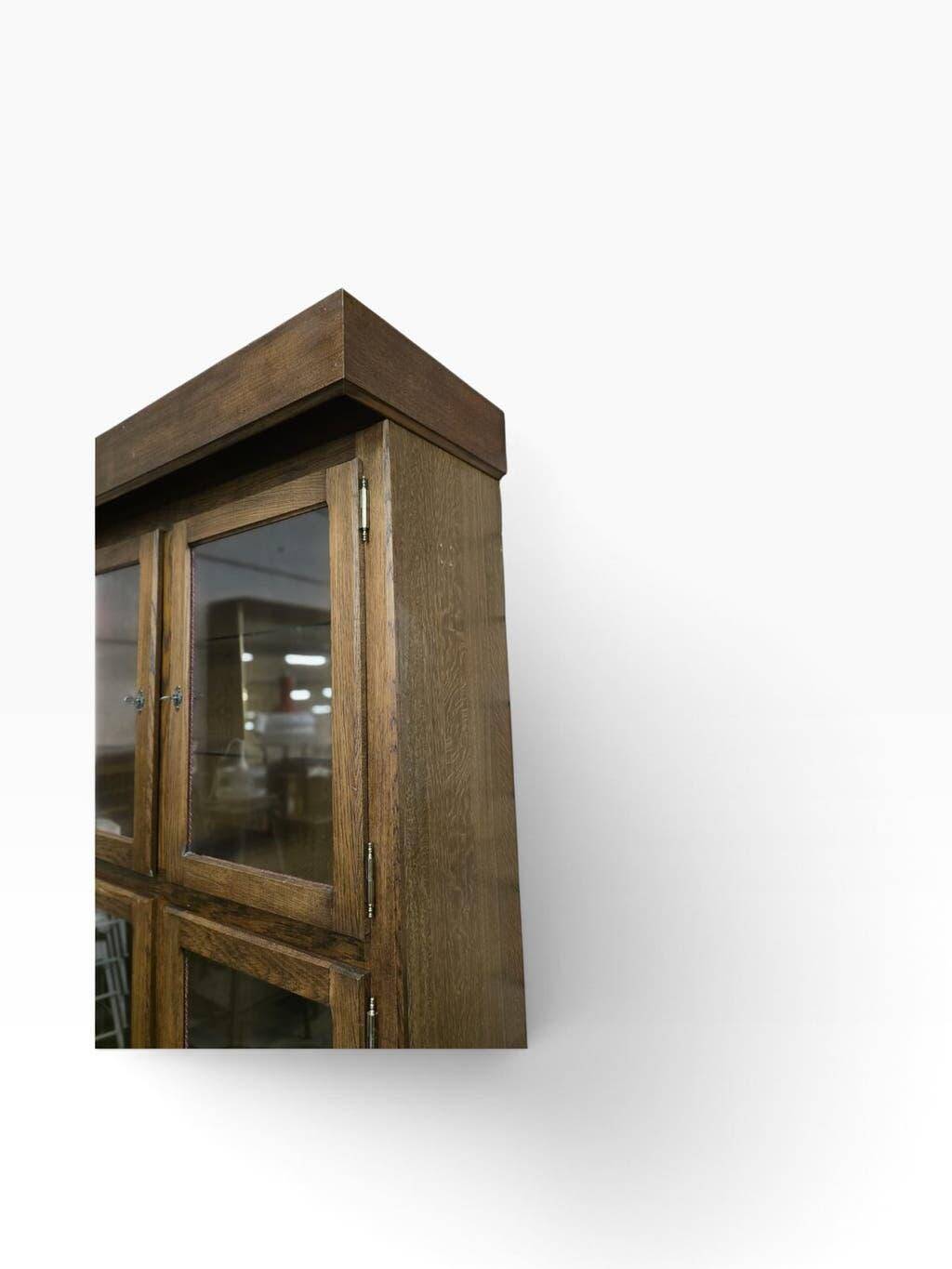 Robust vintage wooden display cabinet