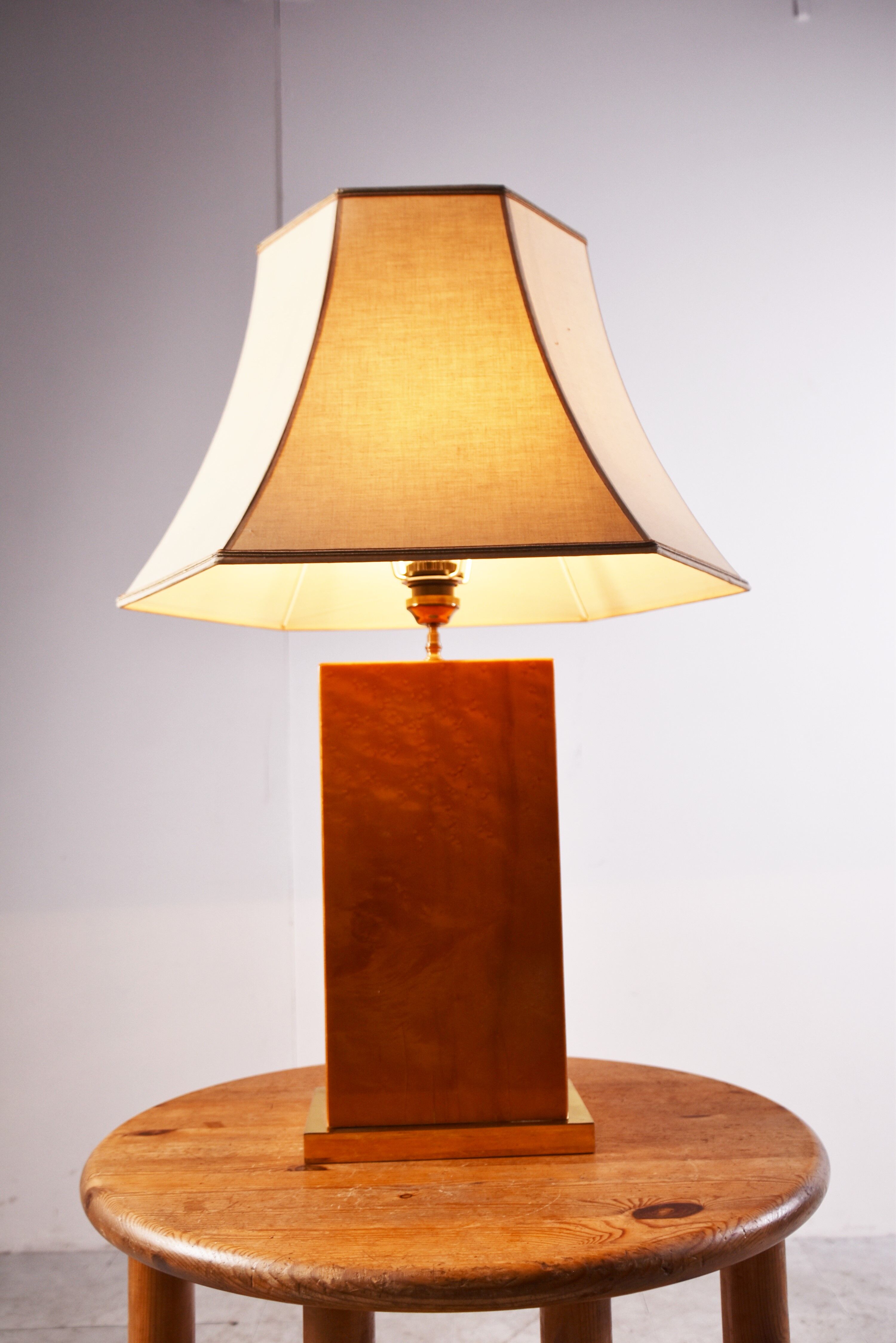 Vintage burl wood table lamp, 1970s