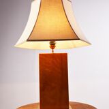 Lampe de table vintage en bois de loupe, années 1970