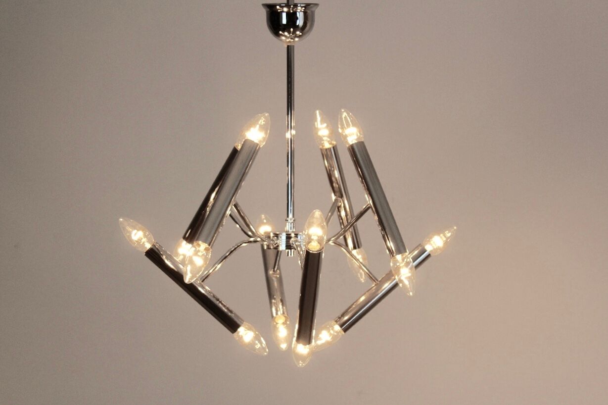 Geometrical chrome chandelier by Boulanger