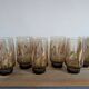 6 verres ambrés décor champêtre, années 1970