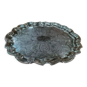 Plateau ovale en métal argenté