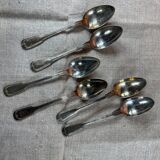 6 small vintage dessert spoons in silver metal