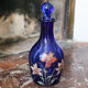 Legras vase en verre bleu marine émaillé à décor de fleurs de lys