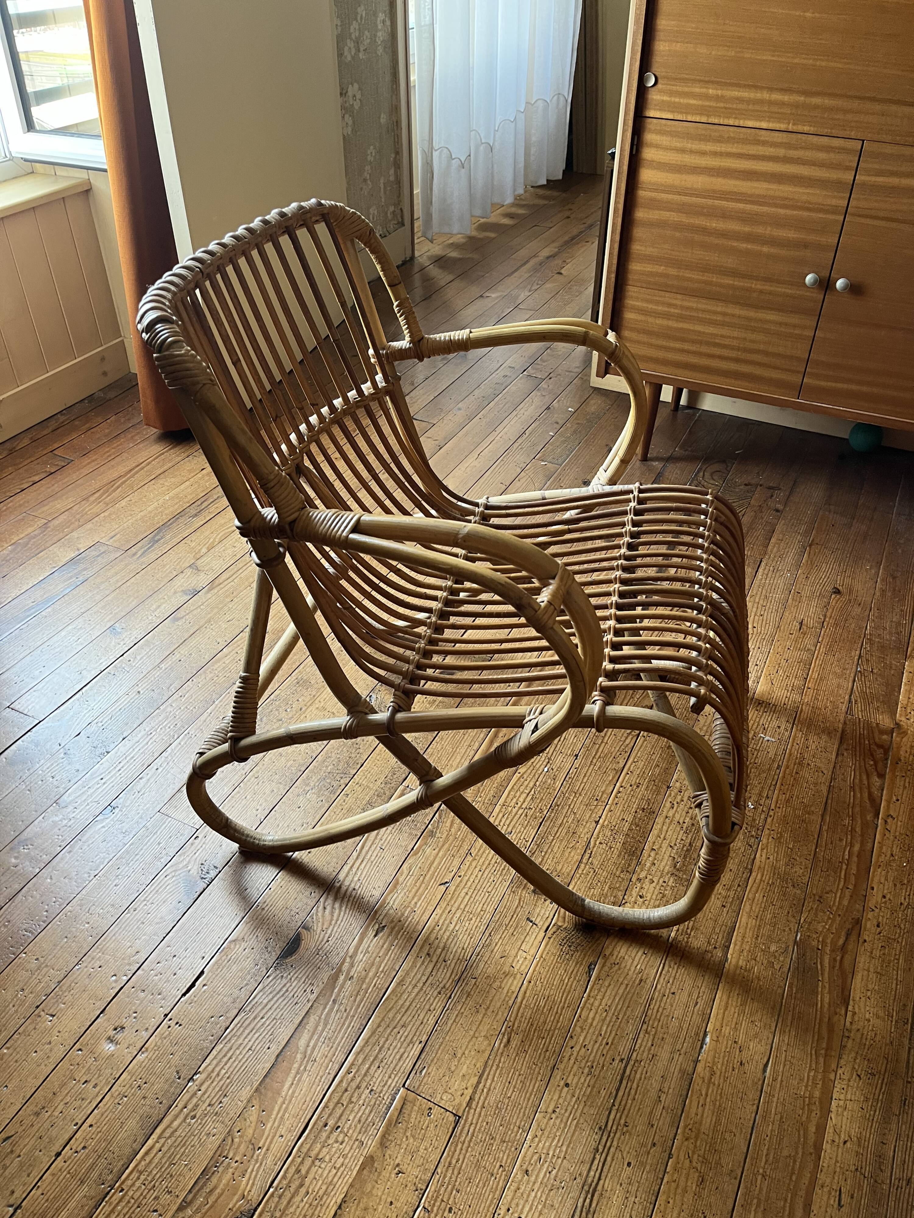 Vintage rattan armchair 70s