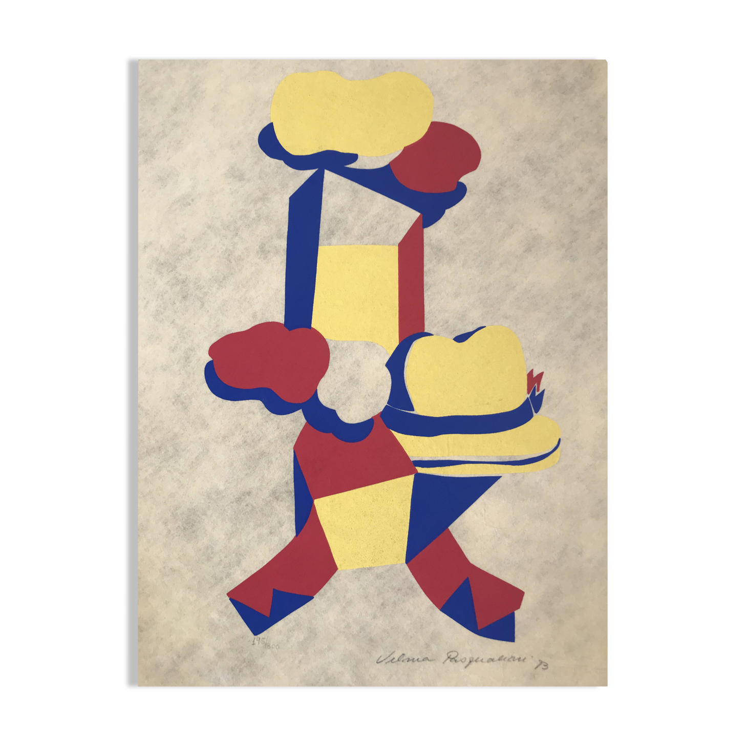 Vilma pasqualini. composition with a hat, 1973. print