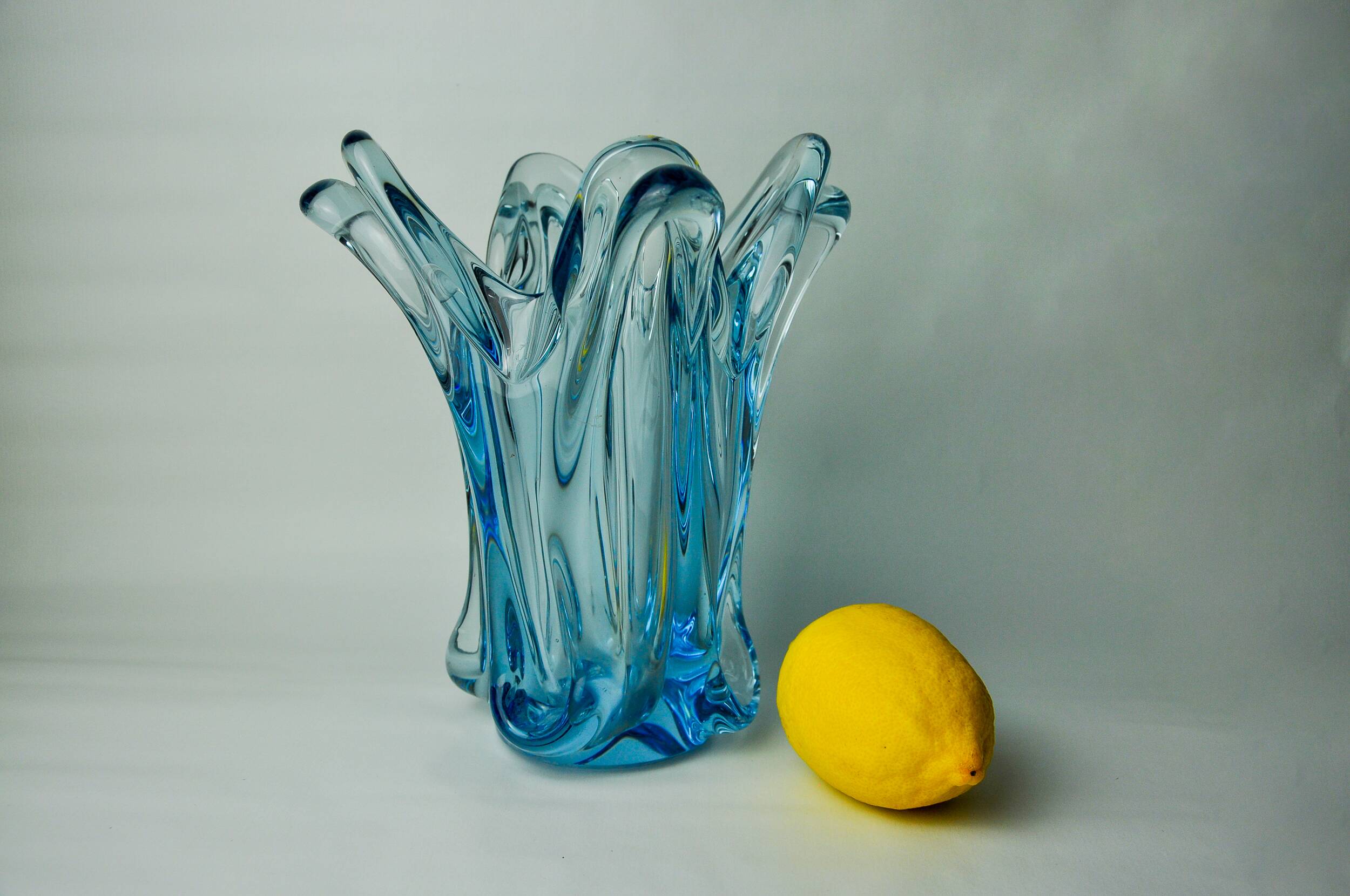 Blue seguso vase in murano glass, italy, 1970