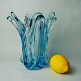 Blue seguso vase in murano glass, italy, 1970
