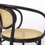 1 of 2 Unique Thonet Armchair, Model 210 R - Black Lacquered Beech with Ren