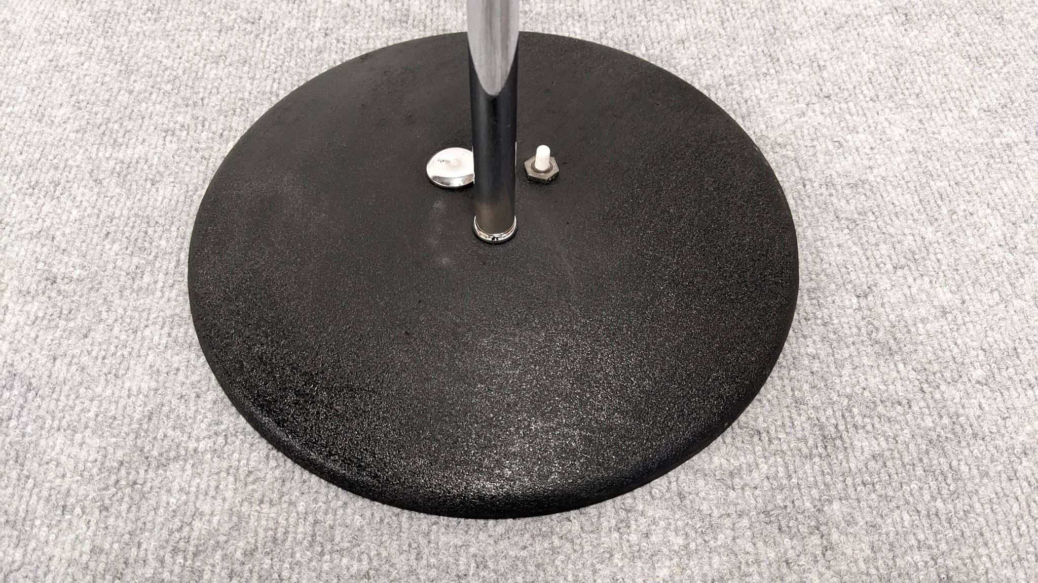 Space age modernist floor lamp with 2 aluminium spots, France circa 1970.