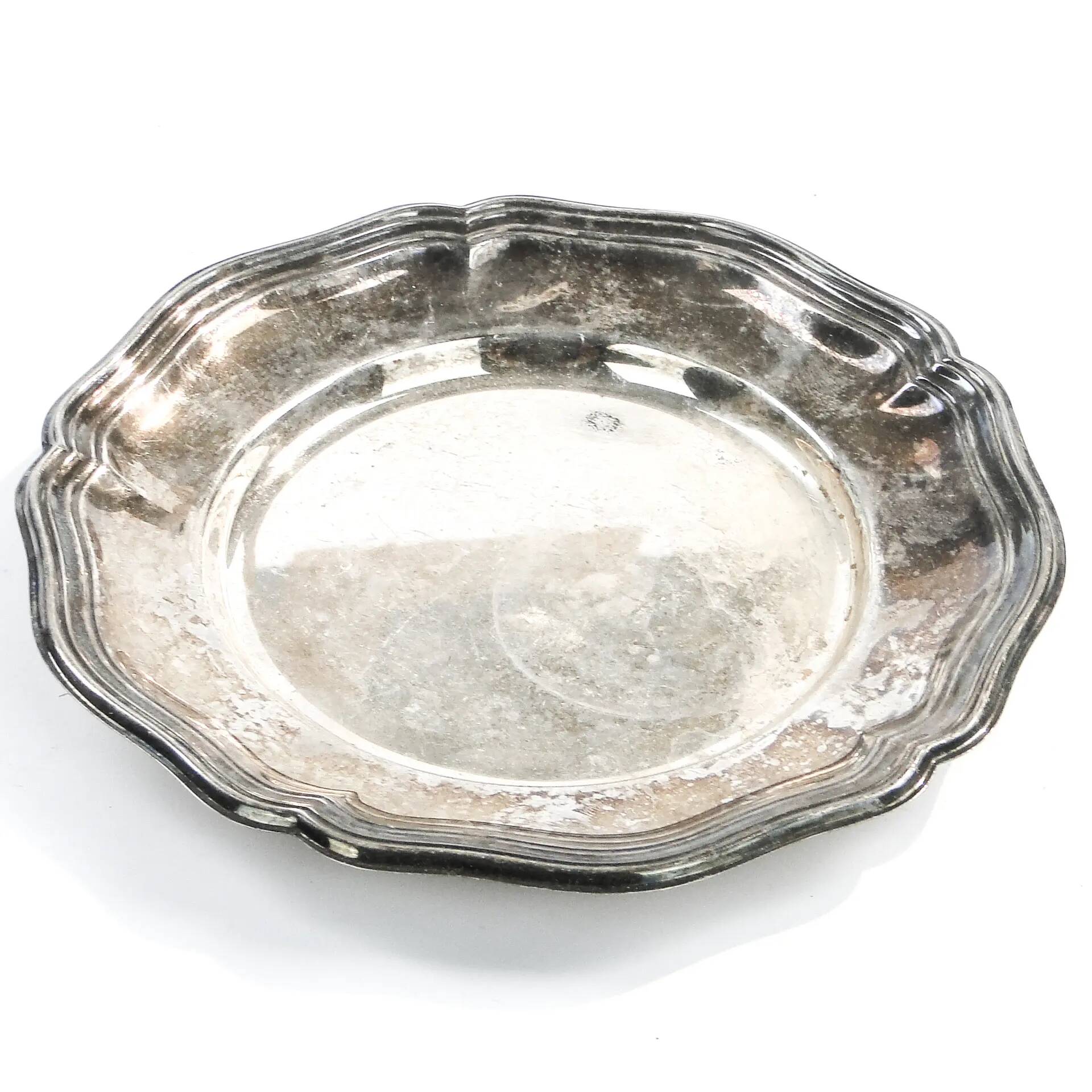 Art Nouveau platter, silver-plated brass, Sweden, 1920s