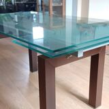 Cattelan Italia designer table – Tempered glass + extensions – Dark wood legs