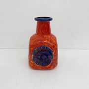 Scheurich West Germany Bay ceramic vase orange with blue fossils, 1970s