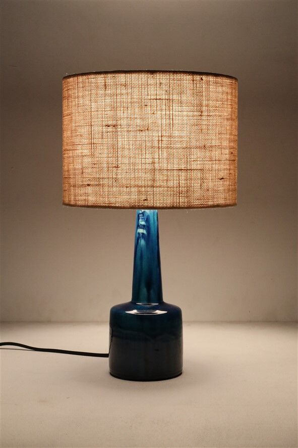 Rare Jørgen Holstein ceramic table lamp / mid-century Danish modern design / lamp / turquoise / 1960s / 1970s