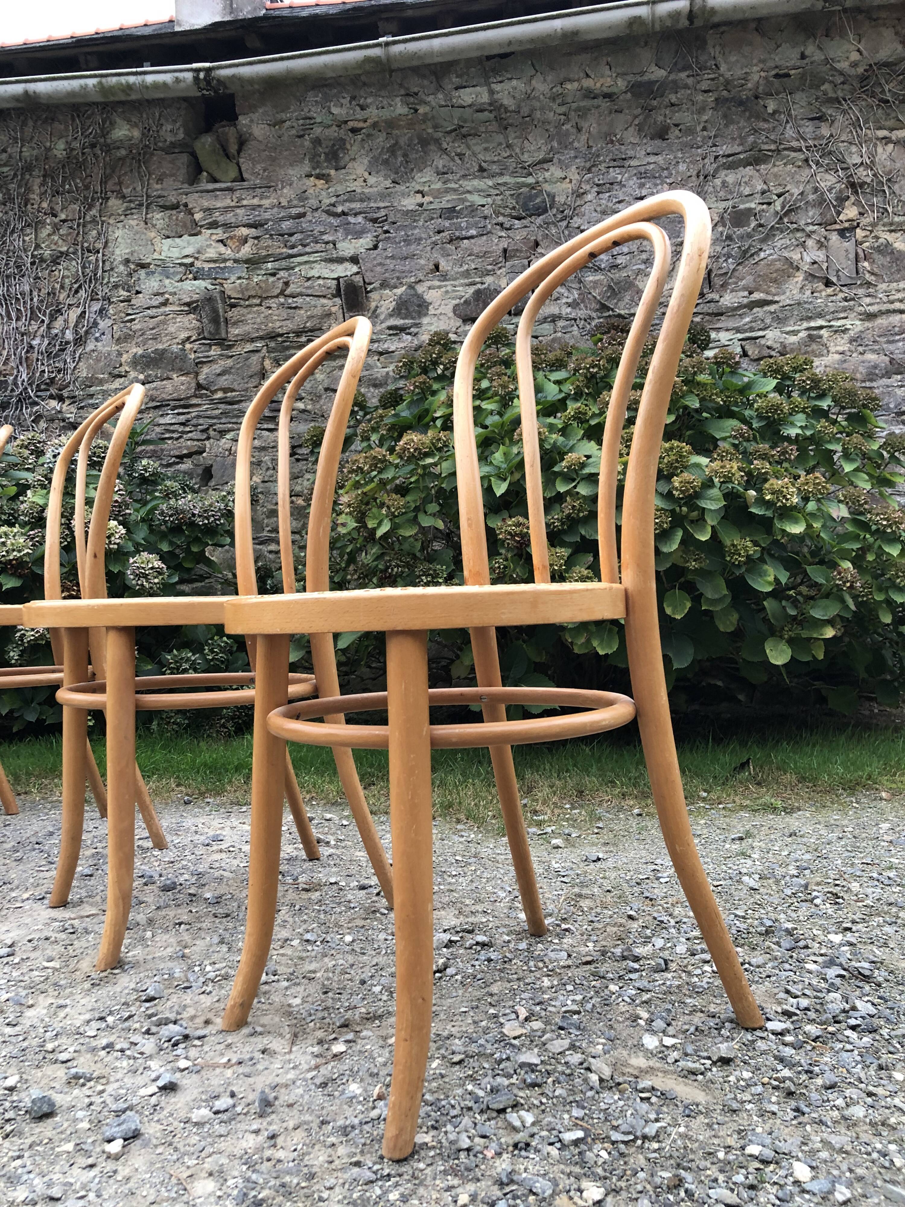 4 chaises bistrot vintage cannées