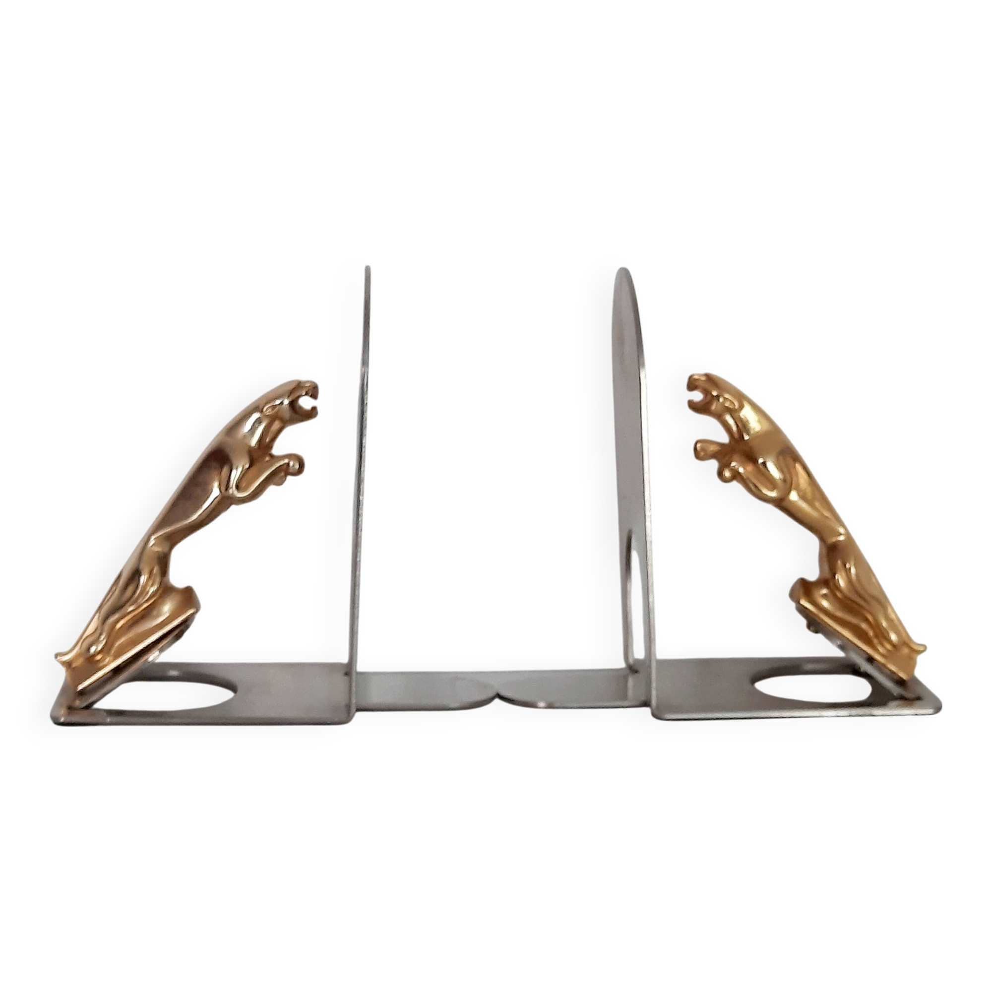 Pair of Jaguar brand mascot bookends from the 70s and 80s