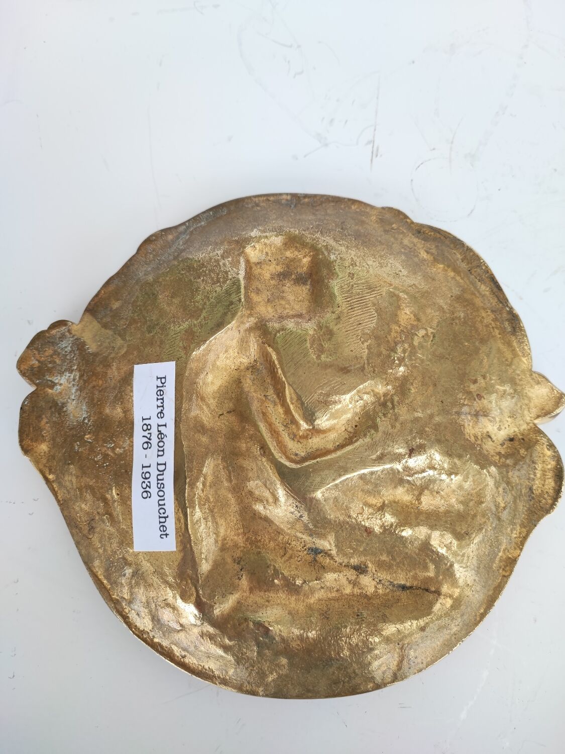 Art nouveau bronze vide-poches dish by Pierre Léon Dusouchet