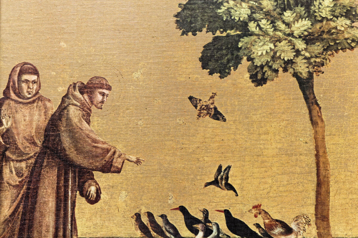 Reproduction Braun & Cie, Saint Francis of Assisi, carved wooden frame