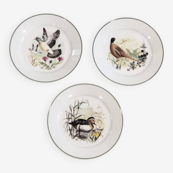 Ensemble de 3 petites assiettes plates en porcelaine de Sologne - Limoges