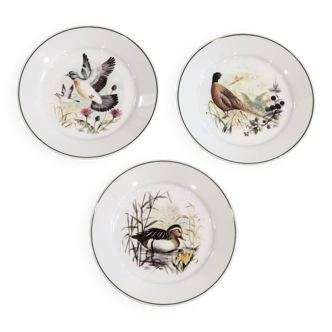 Ensemble de 3 petites assiettes plates en porcelaine de Sologne - Limoges