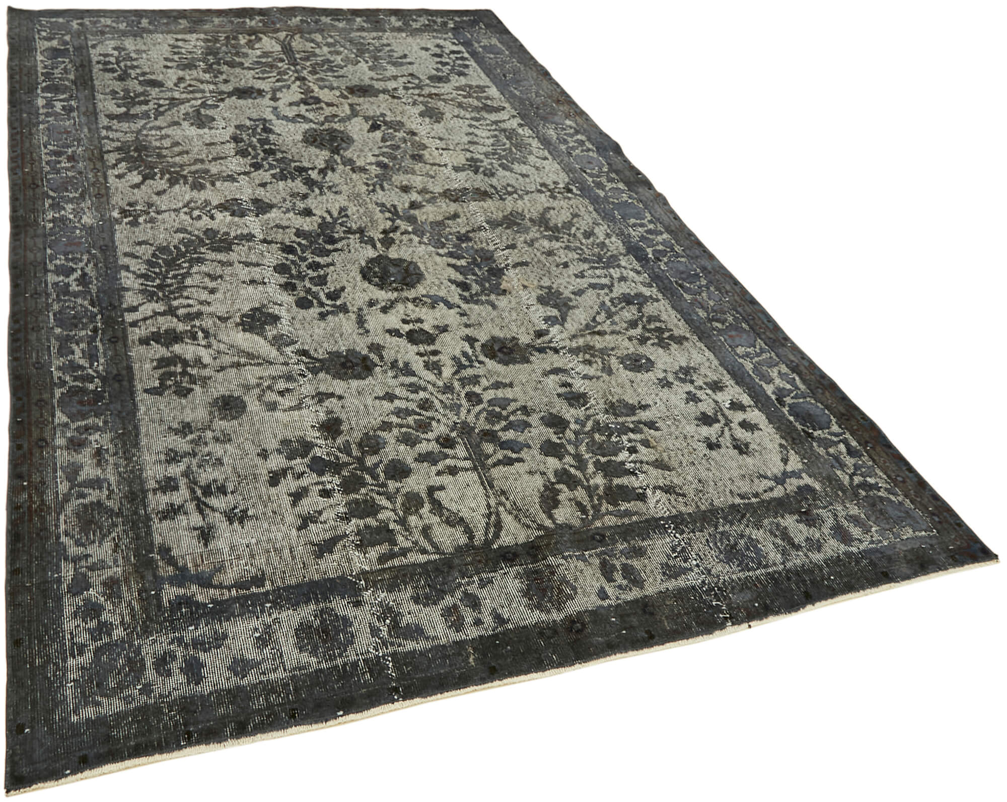 Hand-Knotted Antique Anatolian 1970s 182 cm x 288 cm Grey Carpet
