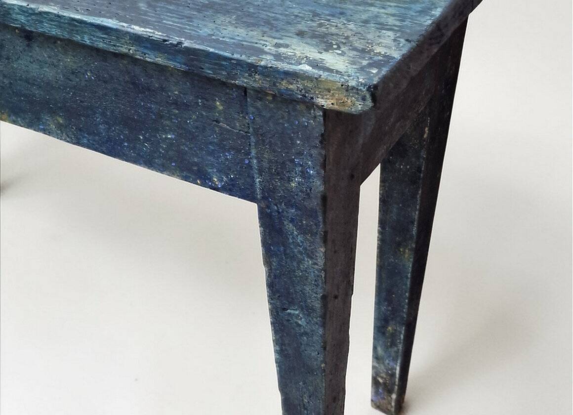 Blue patinated wooden console