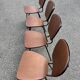 4 vintage brown faux leather chairs
