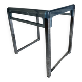 Bedside table in blue plexiglass and chrome metal, 1970