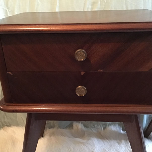 Pair of bedside tables Scandinavian feet 50's compass